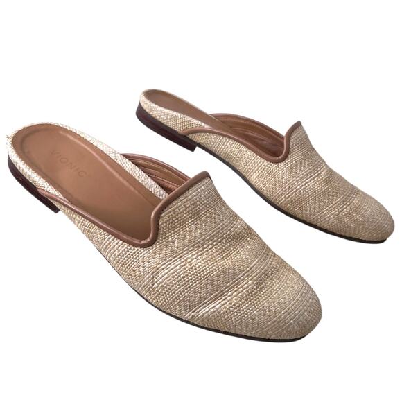 VIONIC Willa Flat Mule in Natural Raffia Tan Woven Loafers Comfort Women's 9.5 - Picture 5 of 11